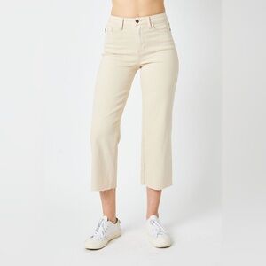 Judy Blue jeans High Waist Garment Dyed Bone Wide Leg Crop Denim‎
